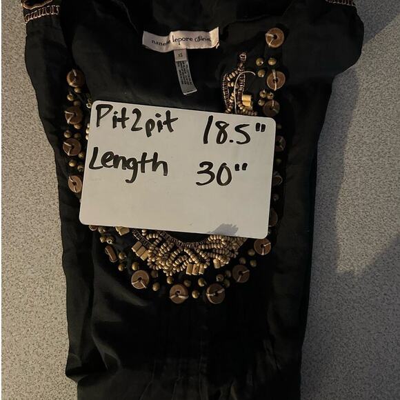 Nanette‎ Lepore XS Silk Blend Wooden Beaded Black Swim Cover-up Embroidered boho - Picture 7 of 7